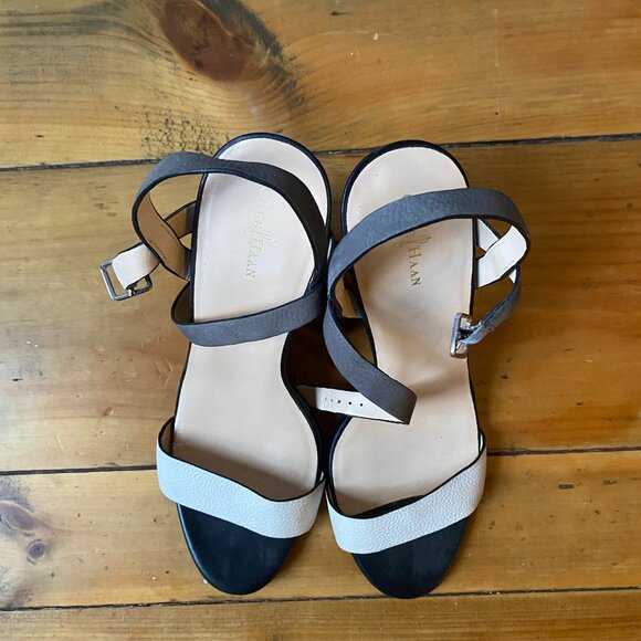 Cole Haan Nike Air White and Gray leather ankle strap heel - Picture 2 of 8